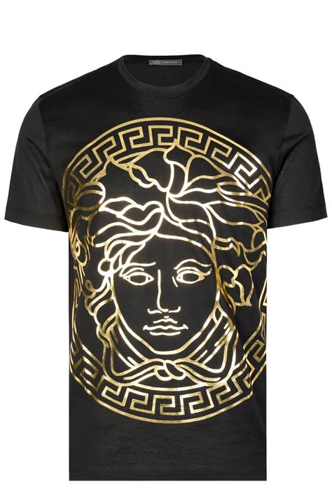 versace medusa head decal long sleeve cotton shirt